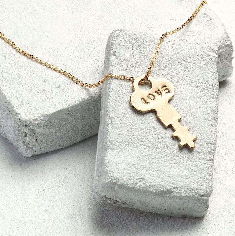 Dainty Key Necklace - Love